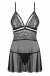 Obsessive - 838-BAB-1 Babydoll & Thong - Black - S/M photo-7