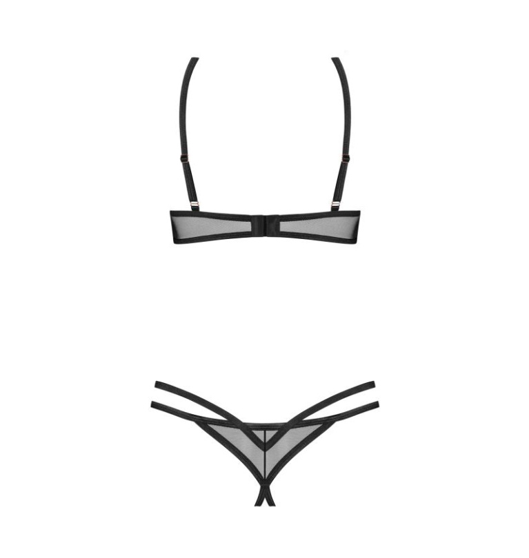 Obsessive - Euridia Crotchless 2pcs Set - Black - M/L photo
