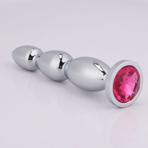 MT - Anal Plug 140x27mm - Silver/Pink photo