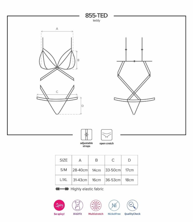 Obsessive - 855-TED-1 連身內衣 - 黑色 - L/XL 照片