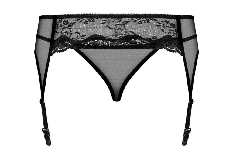 Obsessive - Charms Garter Belt & Thong - Black - XXL photo