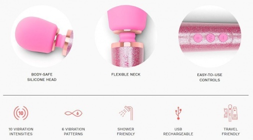 Le Wand - 中型充電式按摩震動棒閃亮特別版 - 粉紅色 照片