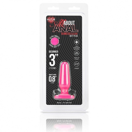 Hustler - Seamless Silicone Butt Plug 3″ - Hot Pink photo