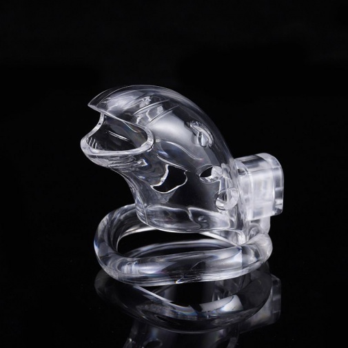 MT - Plastic Chastity Cage w Magic Lock - Clear photo