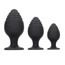 Ouch - Rippled Butt Plug Set - Black photo