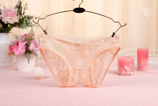 SB - Crotchless Lace Panties - Beige photo