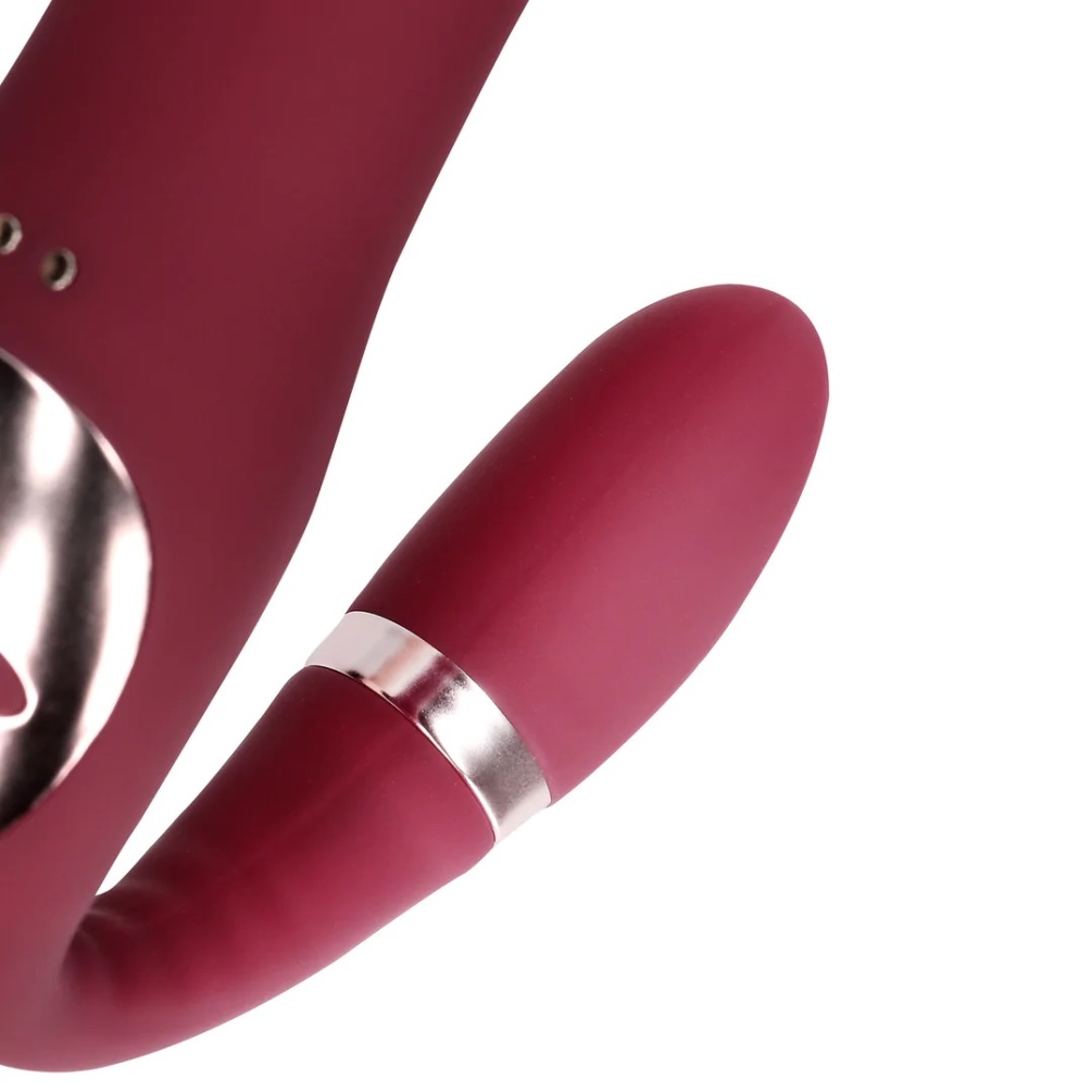This Bendable Vibrating Strapless Strap-on is designed to pr... Loveline - Vibro Strapless Strap-On - Red photo-6