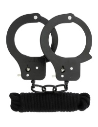 Dreamtoys - All Times Metal Cuffs w Ropes 3m - Black 照片