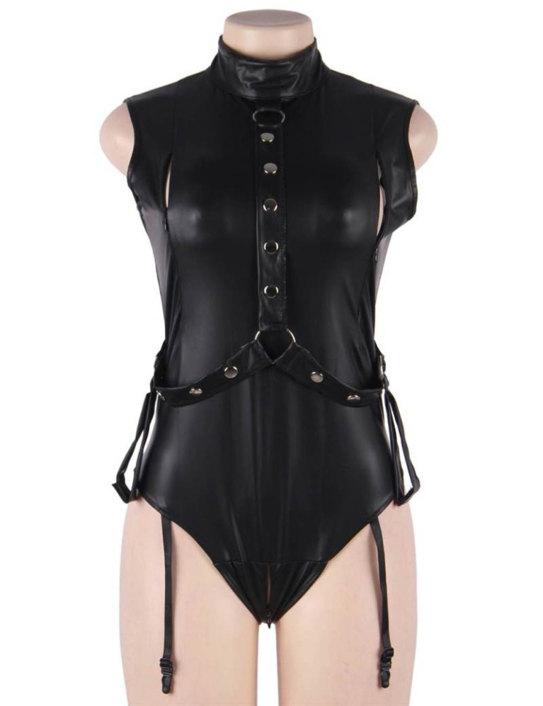 Ohyeah - Open Bust Restraint Teddy - Black - XL photo