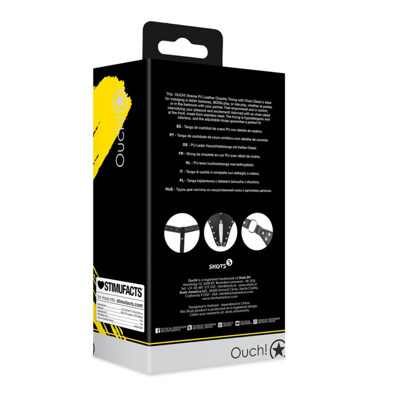 Ouch - Xtreme 女用貞操鎖丁字褲連鎖鏈 - 黑色 照片