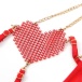 Ohyeah - Chain Heart Mesh Bra Set - Red - M 照片-16