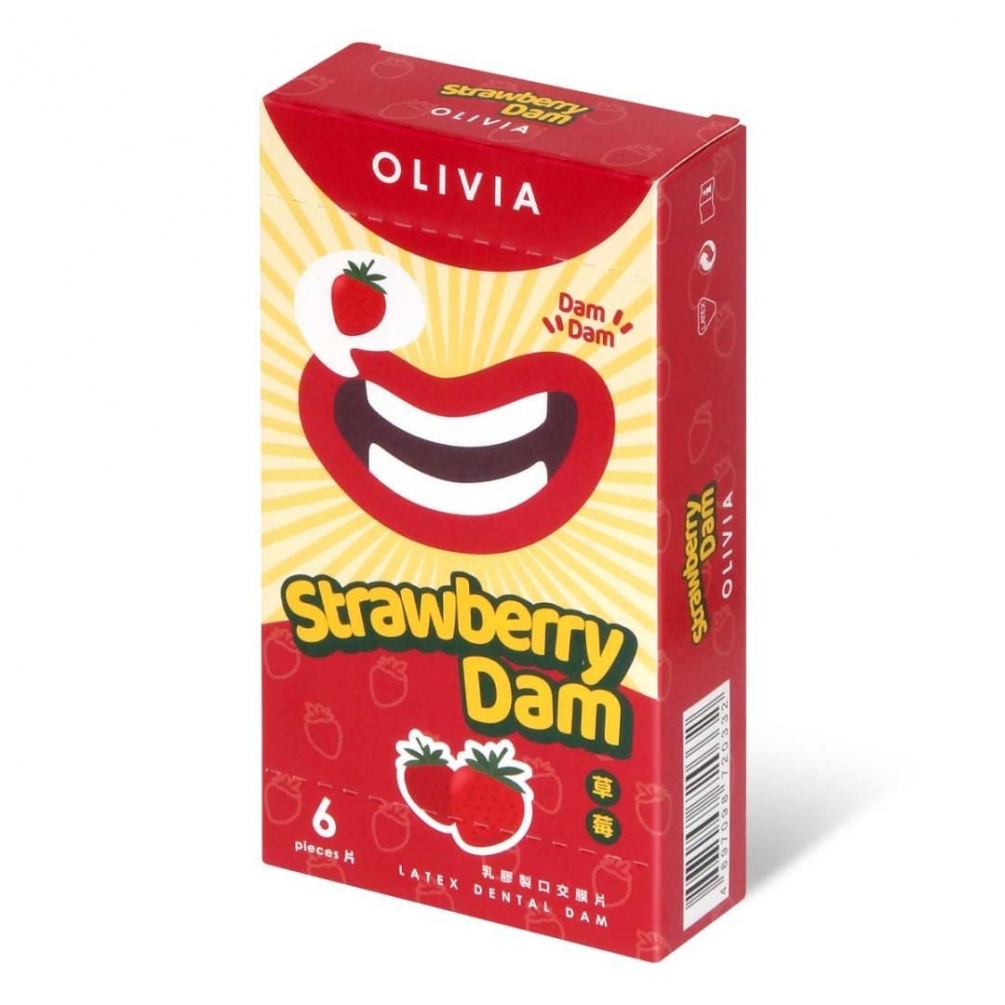 A dental dam is basically a small sheet of latex which acts ... Olivia - Strawberry Scent Dental Dam 6's Pack Latex photo-2