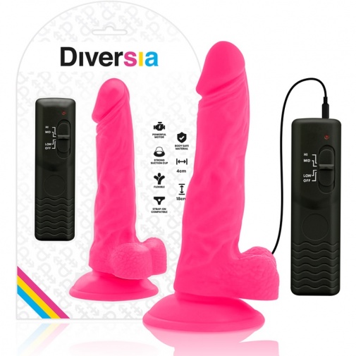 Diversia - 弹性震动假阳具 18厘米 - 粉红色 照片