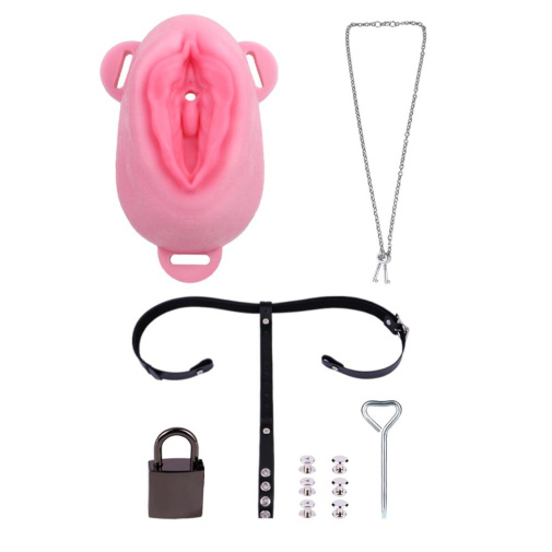 FAAK - Sissy Chastity Cage w Belt - Black 照片