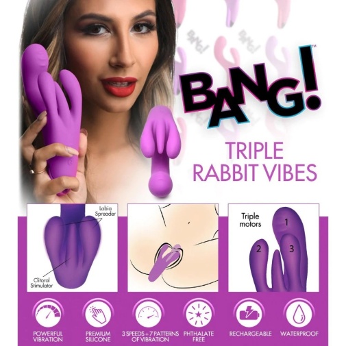 Bang! - 三重兔子震动棒 - 紫色 照片