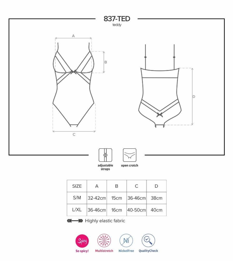 Obsessive - 837-TED-1 连身内衣 - 黑色 - L/XL 照片