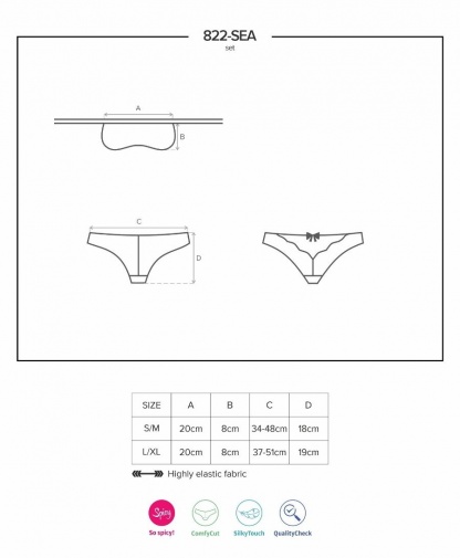 Obsessive - 822-SEA-3 內衣 2件套裝 - 紅色 - S/M 照片