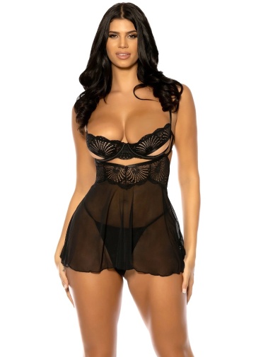 Oh La La Cheri - Hazel Peek-A-Boo Babydoll - Black - L/XL photo