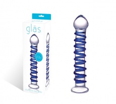 Glas - Spiral Glass Dildo - Blue photo