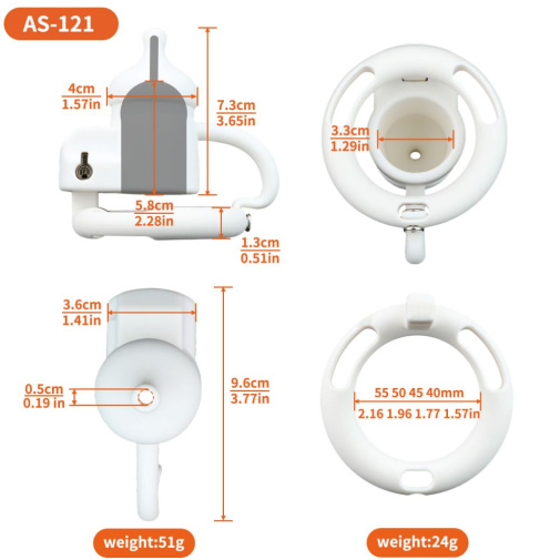 FAAK - Silicone Chastity Cage 121 - White photo