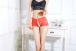 SB - Crotchless Lace Panties w Bow - Red photo-3