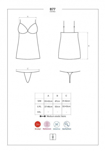 Obsessive - 877-CHE-1 Chemise & Thong - Black - L/XL photo