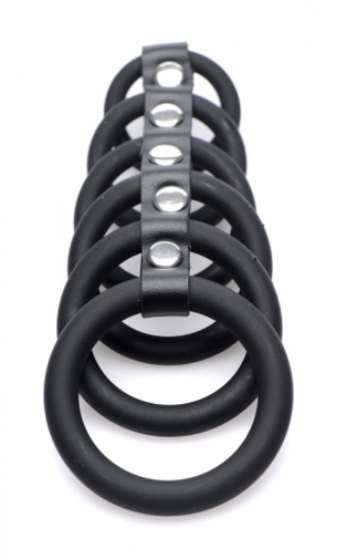 Strict -  6 Ring Silicone Chastity Device - Black photo