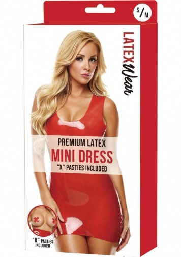 Latex Wear - Premium Latex Mini-Dress - Red - SM	 photo