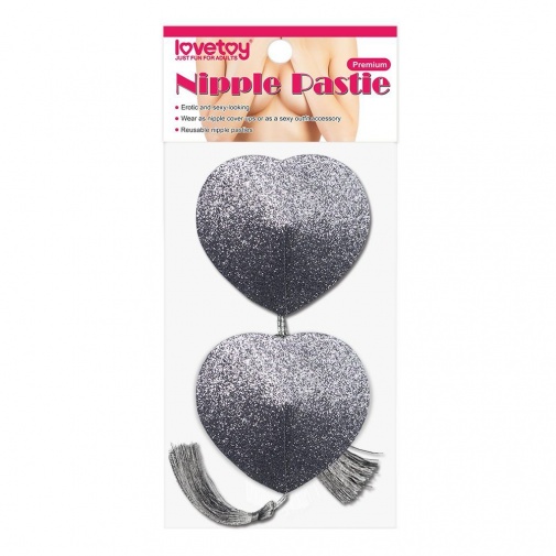 Lovetoy - Glitter Heart Tassel Nipple Pasties - Silver photo