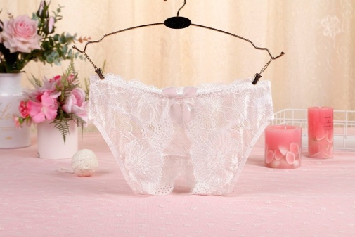 SB - Crotchless Lace Panties - White photo
