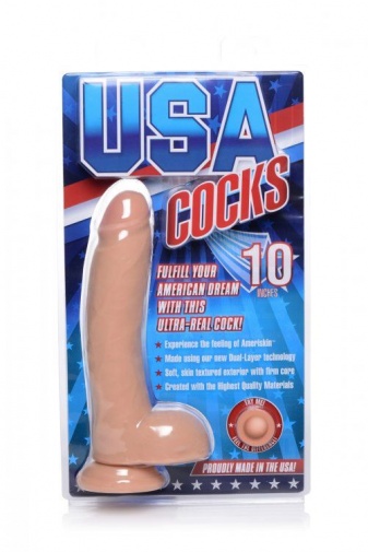 USA Cocks - 10“ 双层像真质感假阳具 - 肉色 照片