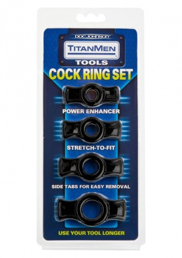 Doc Johnson - TitanMen Cock Ring Set - Black photo