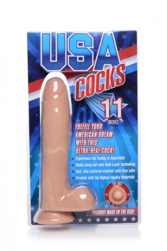 USA Cocks - 11″ Ameriskin Dual Density Dildo - Flesh photo