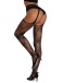 Ohyeah - Floral Pantyhose - Black - S photo-3