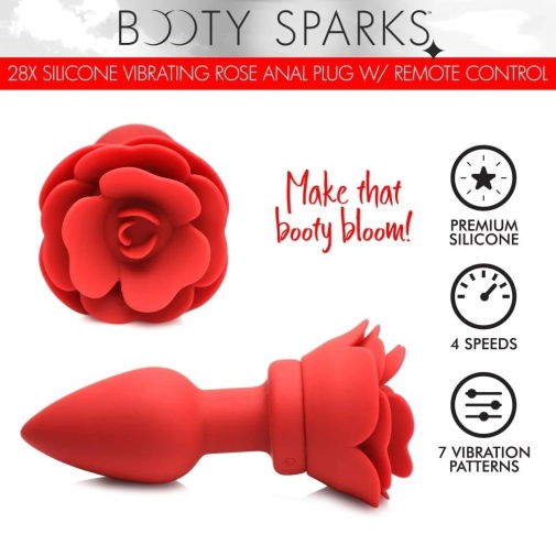 Booty Sparks - 28X Rose Vibro Anal Plug S - Red photo