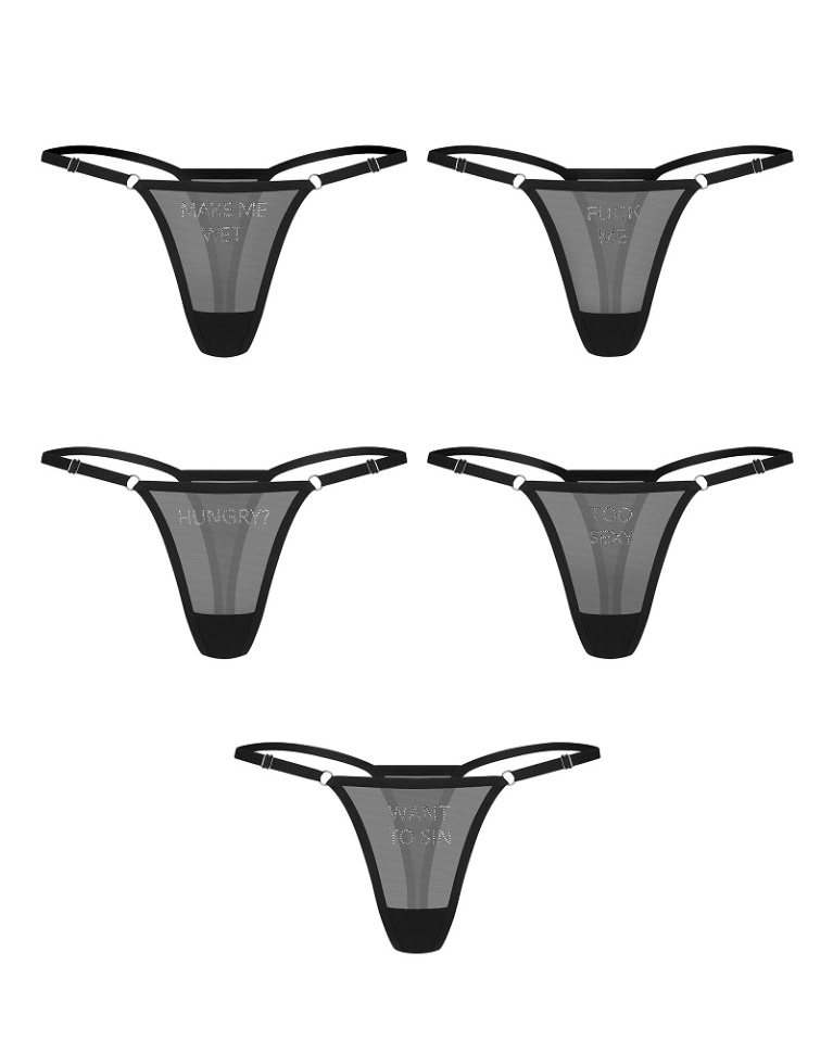 Obsessive - Violami Thongs 5pcs - Black - S/M photo