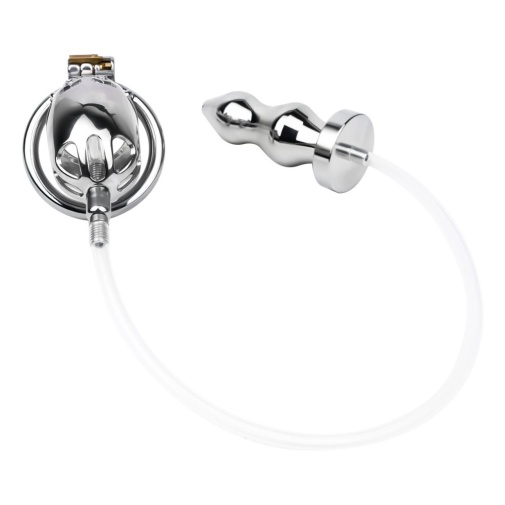 FAAK - Metal Chastity Cage w Catheter & Plug 照片
