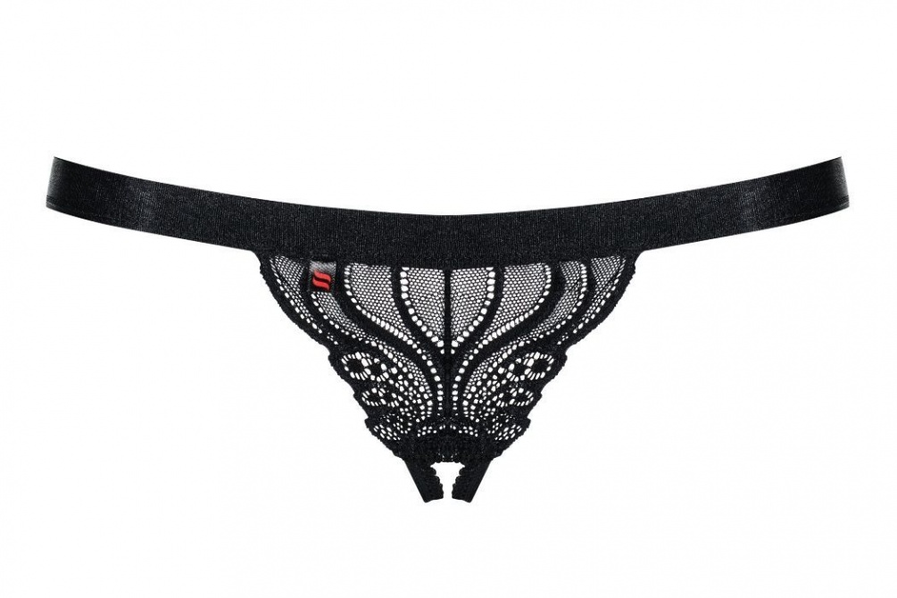 Wanna surprise your lover with something incredibly hot and ... Obsessive - 828-THC-1 Crotchless Thong - Black - L/XL photo-7