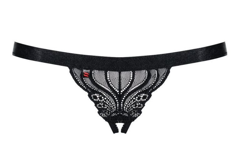 Obsessive - 828-THC-1 Crotchless Thong - Black - L/XL photo