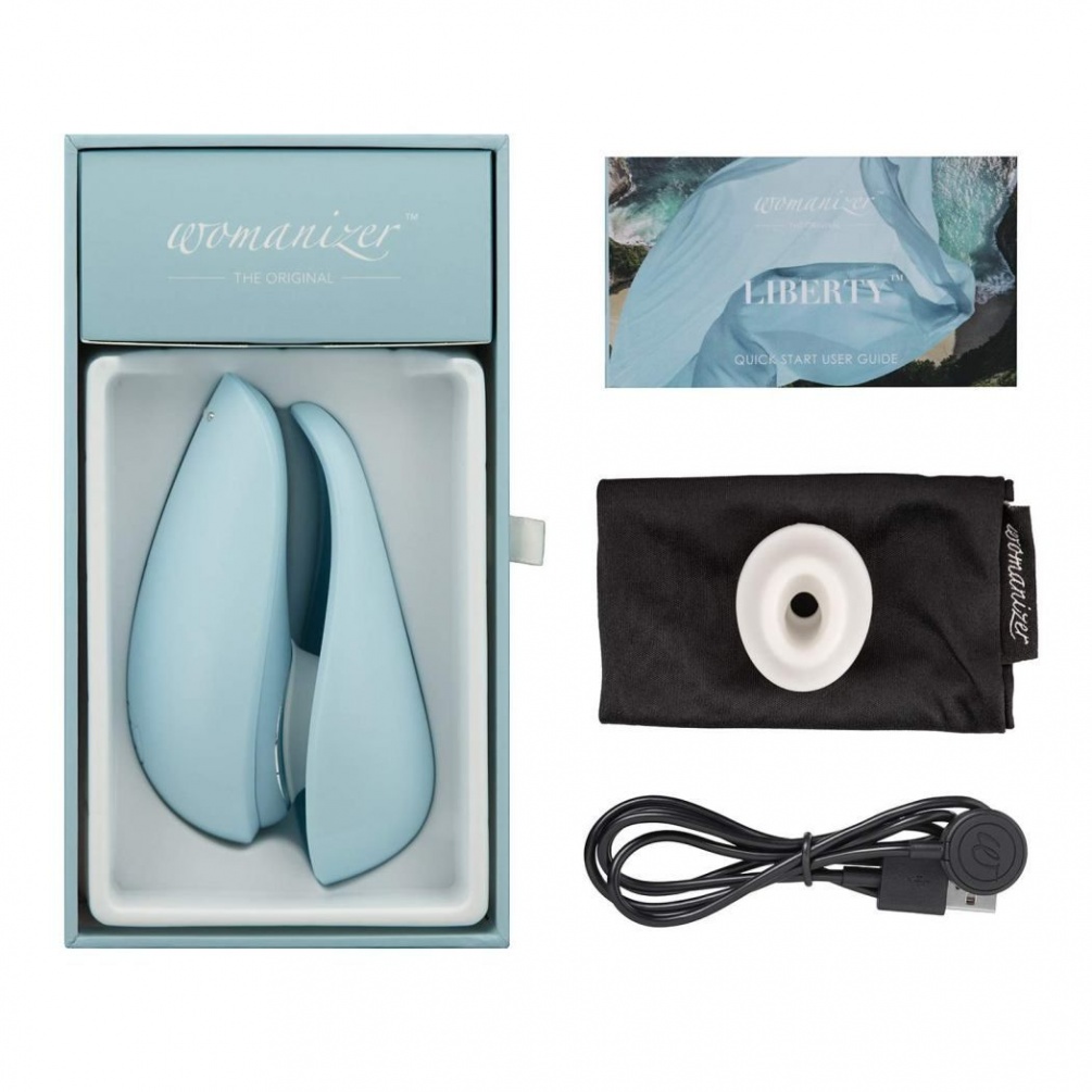 我們想通知您,適用於 Wow Tech 產品(ROMP、Womanizer、We-Vibe、Arcwave)的充電器適配... Womanizer - Liberty 便攜版陰蒂吸啜器 - 粉藍色 照片-11