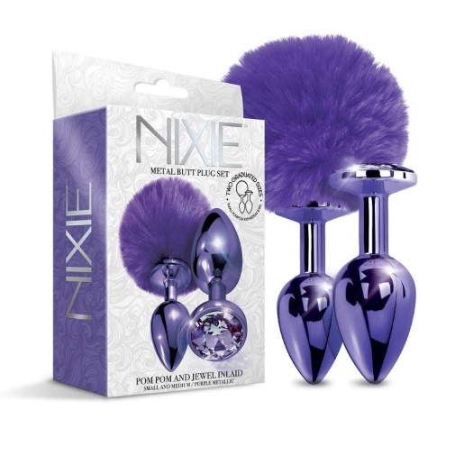 Nixie - Pom Pom Metal Plug Set - Purple 照片