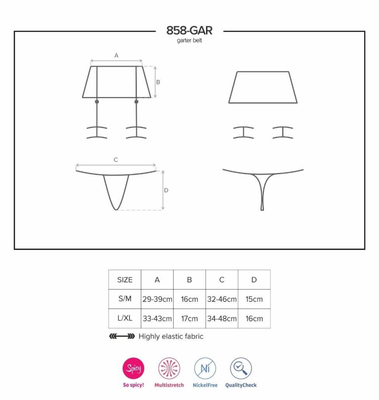 Obsessive - 858-GAR-1 吊袜带连丁字裤 - 黑色 - S/M 照片