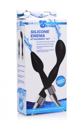 CleanStream - Premium Silicone Enema Attachment Set - Black photo