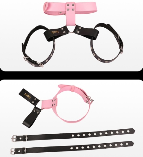FAAK - Collar w Breast Belt - Pink/Black 照片