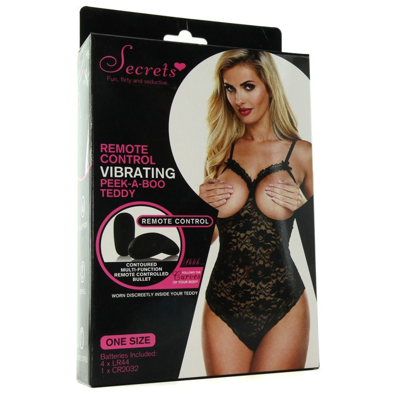 Secrets - Remote Control Vibrating Peek-A-Boo Teddy - Black photo