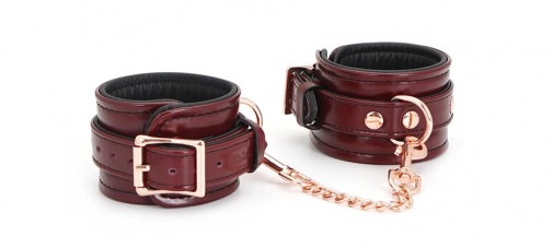 Liebe Seele - Leather Handcuffs - Wine Red photo