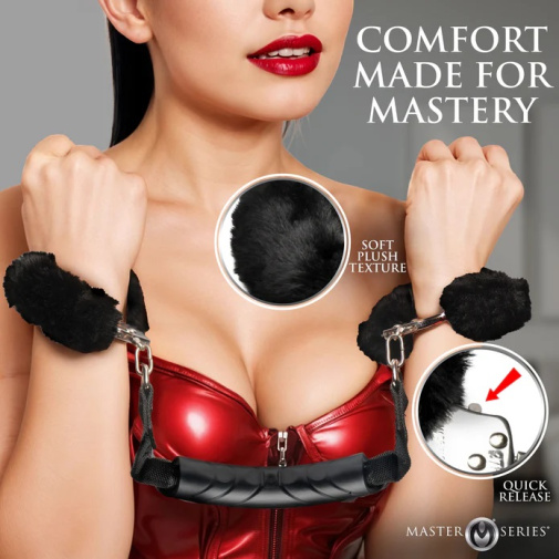 Master Series - Handler Furry Handcuffs - Black photo