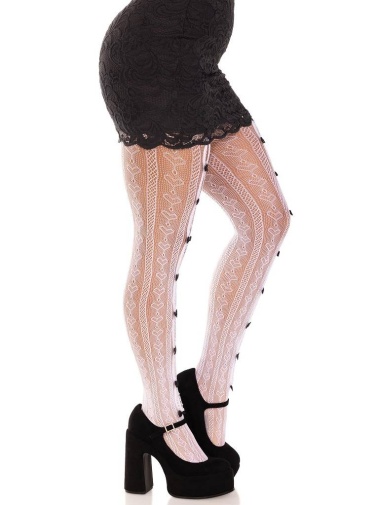 Leg Avenue - Sweetheart Striped Tights - White photo