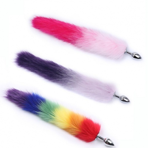 MT - Anal Plug S-size with Artificial wool tail - Rainbow photo