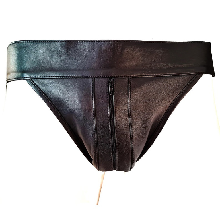 Rouge - Leather Zip Jocks - Black - XL photo